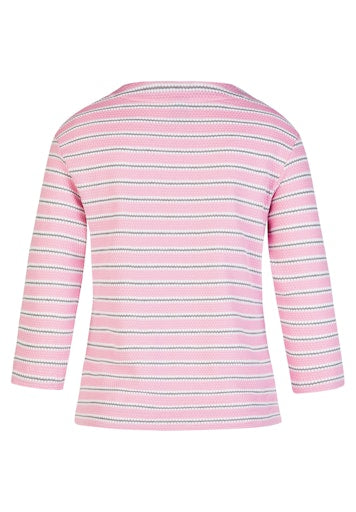Rabe Crocus Stripe Top – Cotton Blend Crew Neck, 3/4 Sleeve 56-117382