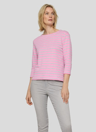Rabe Crocus Stripe Top – Cotton Blend Crew Neck, 3/4 Sleeve 56-117382