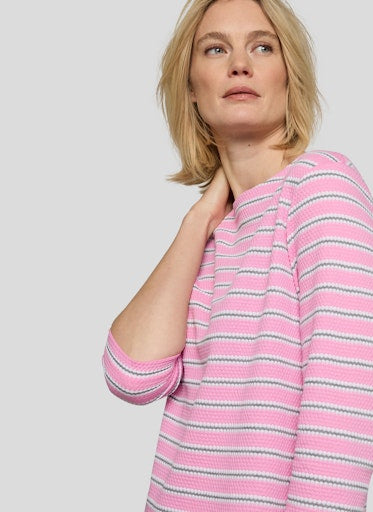 Rabe Crocus Stripe Top – Cotton Blend Crew Neck, 3/4 Sleeve 56-117382