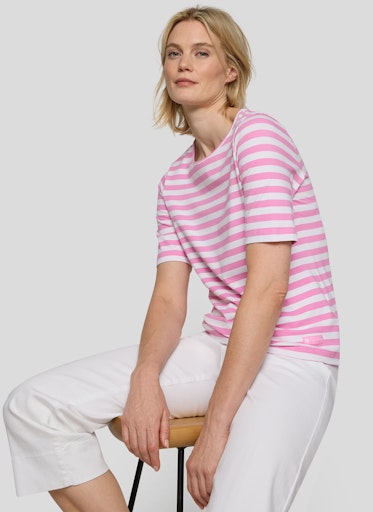Rabe Crocus & White Stripe T-Shirt – Round Neck, Short Sleeve