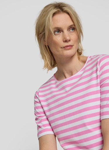 Rabe Crocus & White Stripe T-Shirt – Round Neck, Short Sleeve