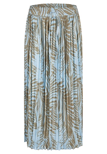 Rabe Azure Tropical Print Pleated Maxi Skirt