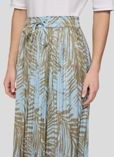 Rabe Azure Tropical Print Pleated Maxi Skirt