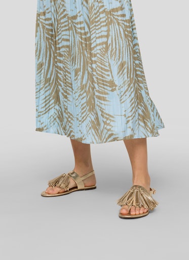 Rabe Azure Tropical Print Pleated Maxi Skirt