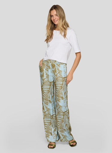 Rabe Azure Tropical Print Wide-Leg Trousers