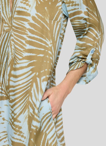 Rabe Azure Print Knee-Length V-Neck Tunic Dress