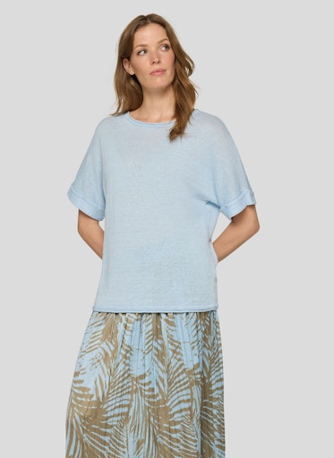 Rabe Azure Fine Knit Linen Crew Neck Sweater
