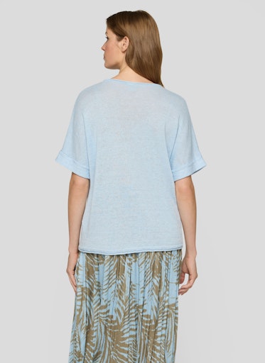 Rabe Azure Fine Knit Linen Crew Neck Sweater