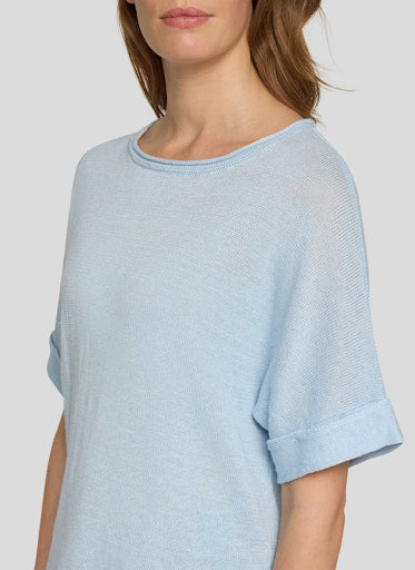 Rabe Azure Fine Knit Linen Crew Neck Sweater