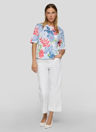 Rabe Azure Floral Leaf Print T-Shirt
