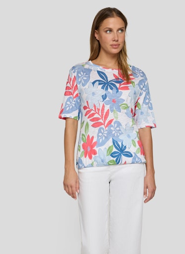 Rabe Azure Floral Leaf Print T-Shirt