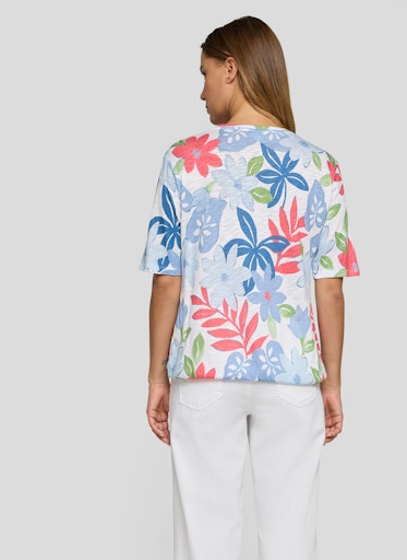 Rabe Azure Floral Leaf Print T-Shirt