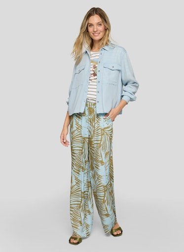 Rabe Light Blue Lyocell Long Sleeve 'Enjoy the Sunsets' Shirt
