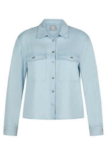 Rabe Light Blue Lyocell Long Sleeve 'Enjoy the Sunsets' Shirt