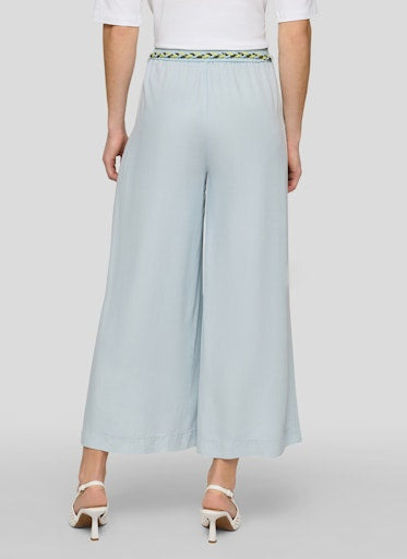 Rabe Light Blue Wide-Leg Cropped Trousers with Braided Rope Belt