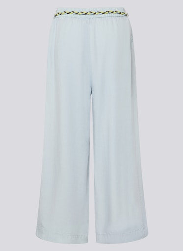 Rabe Light Blue Wide-Leg Cropped Trousers with Braided Rope Belt