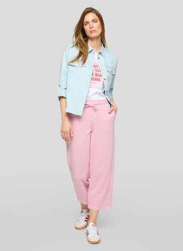 Rabe Blue Button-Up Shirt – 3/4 Sleeve, Rhinestone Detail