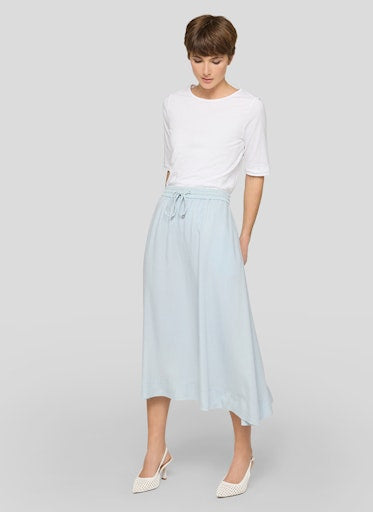 Rabe Light Blue Maxi Skirt Elasticated Drawstring Waist, Side Pockets