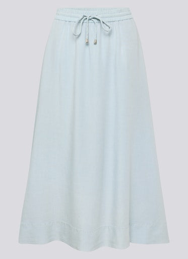 Rabe Light Blue Maxi Skirt Elasticated Drawstring Waist, Side Pockets