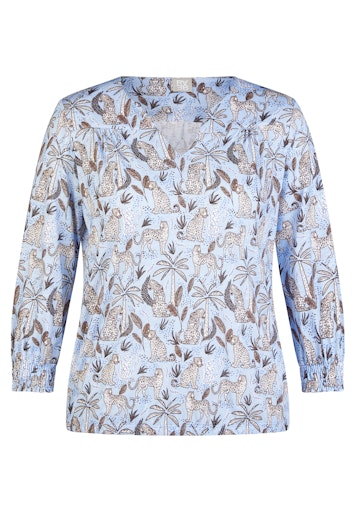 Rabe Ocean Leopard Print V‑Neck 3/4 Sleeve T‑Shirt 56-118359