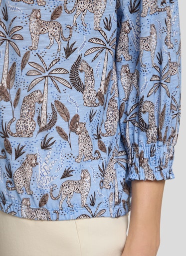 Rabe Ocean Leopard Print V‑Neck 3/4 Sleeve T‑Shirt 56-118359