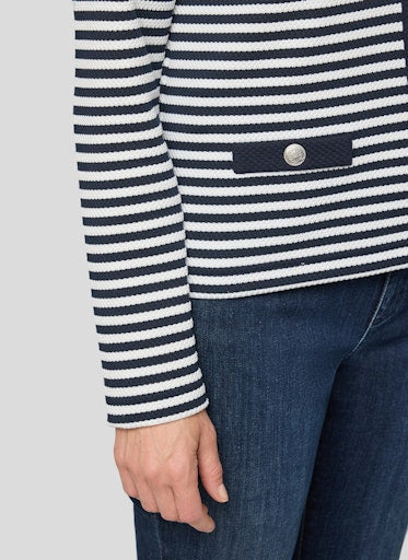 Rabe Blue & White Round Neck Long Sleeve Cardigan 56-114229