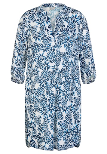 Rabe Blue & White Print V-Neck Tunic Dress