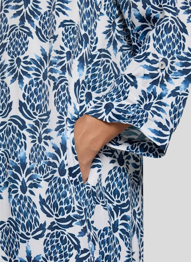 Rabe Blue & White Print V-Neck Tunic Dress