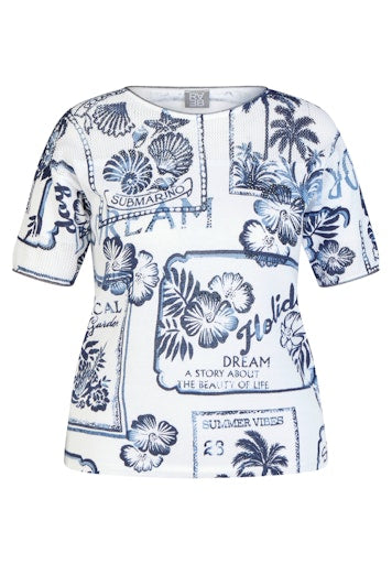 Rabe White & Pacific Blue Print Sweater 