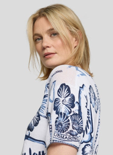 Rabe White & Pacific Blue Print Sweater 