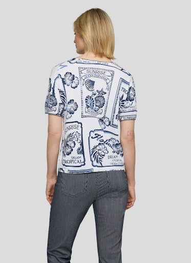 Rabe White & Pacific Blue Print Sweater 
