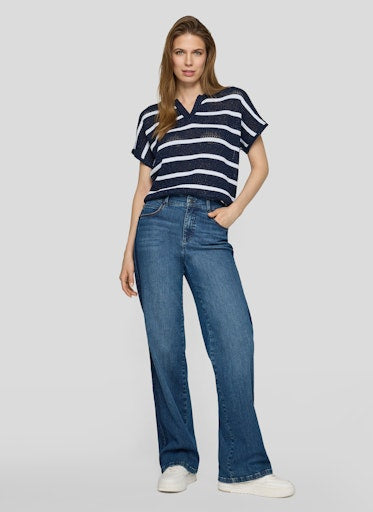 Rabe Pacific Blue & White Stripe Short Sleeve Polo