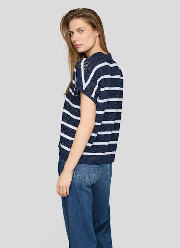 Rabe Pacific Blue & White Stripe Short Sleeve Polo