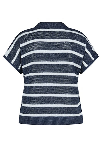 Rabe Pacific Blue & White Stripe Short Sleeve Polo