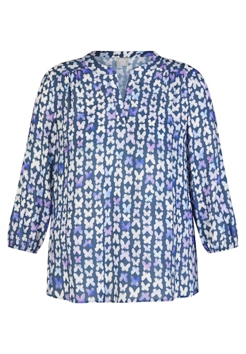 Rabe Butterfly Print Viscose Top – Loose Fit V-Neck Blouse, 3/4 Sleeves 56-114102