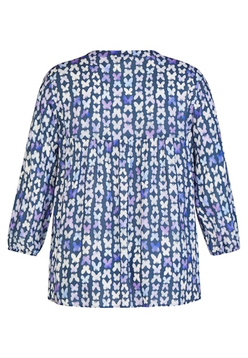 Rabe Butterfly Print Viscose Top – Loose Fit V-Neck Blouse, 3/4 Sleeves 56-114102
