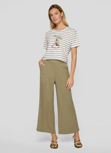 Rabe Thyme Green Wide-Leg Cropped Trousers