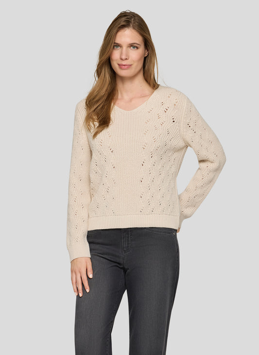 Rabe Alabaster V-Neck Knit Long Sleeves Sweater 56-115606