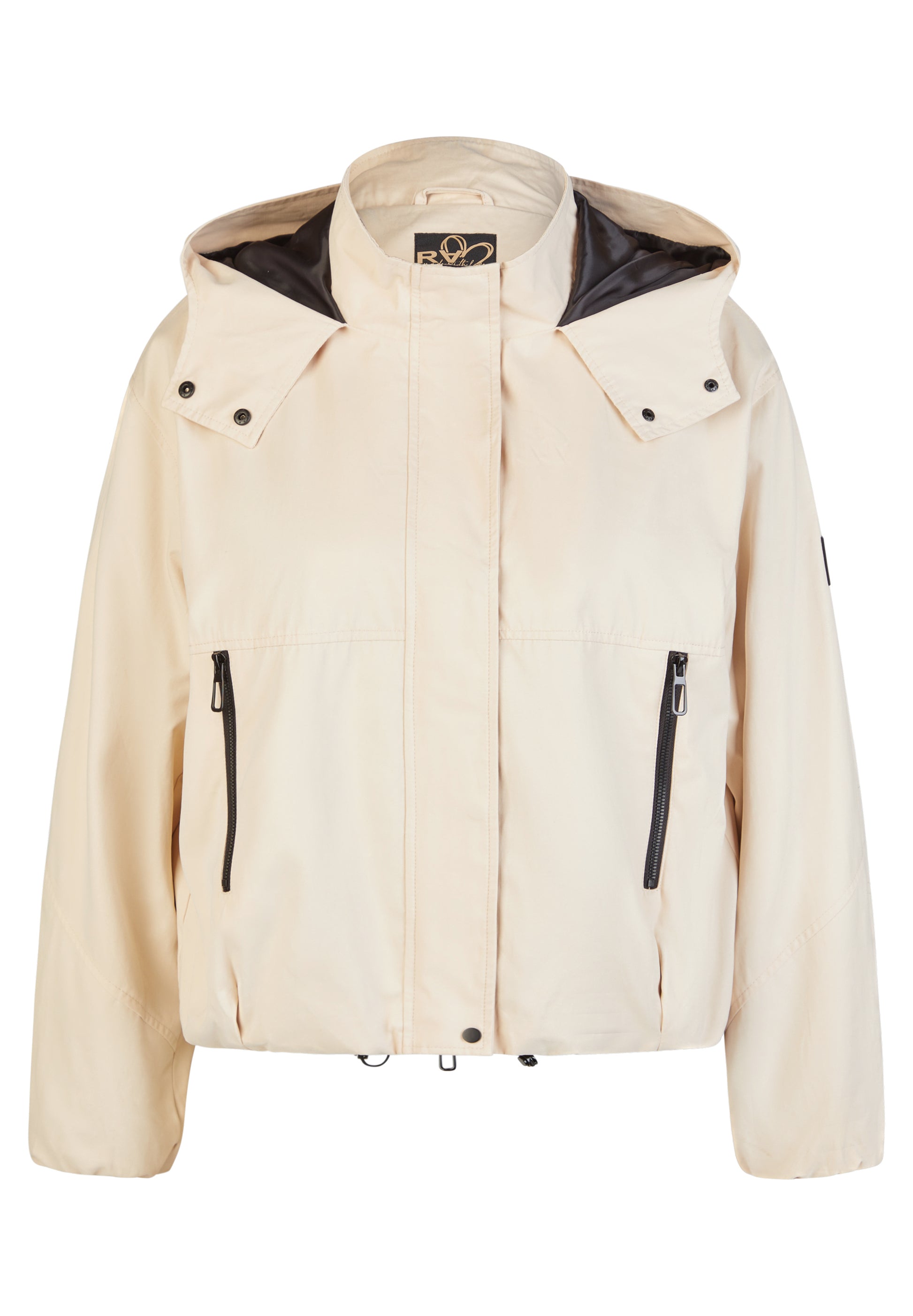 Rabe Cappuccino Hooded Outdoor Jacket – Concealed Button Front with Zipped Pockets 56-115821