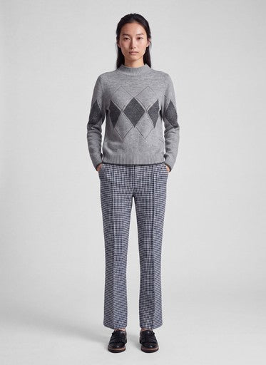 Rabe Silver Grey Diamond Pattern Turtleneck Sweater