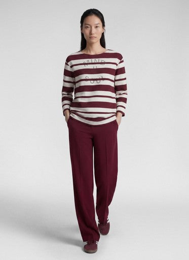 Rabe Merlot Wide Leg Trousers with Elasticated Waistband