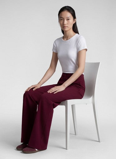 Rabe Merlot Wide Leg Trousers with Elasticated Waistband