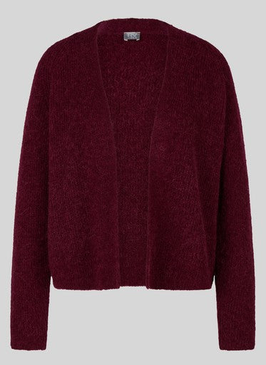 Rabe Merlot Wool Blend Cropped Cardigan with Open V Neck