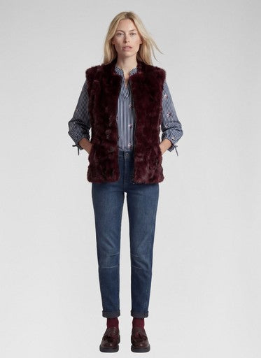 Rabe Merlot Faux Fur Gilet with Zip Fastening & Pockets