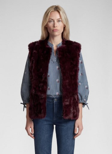 Rabe Merlot Faux Fur Gilet with Zip Fastening & Pockets