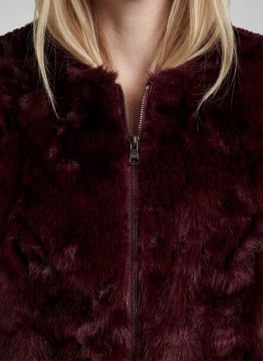 Rabe Merlot Faux Fur Gilet with Zip Fastening & Pockets