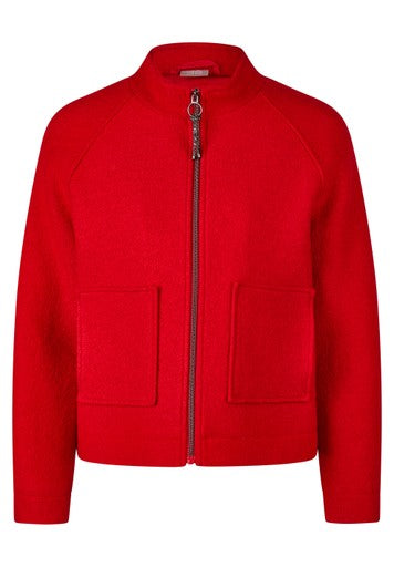 Rabe Chilli Red Wool Viscose Blend Jacket with Large Patch Pockets