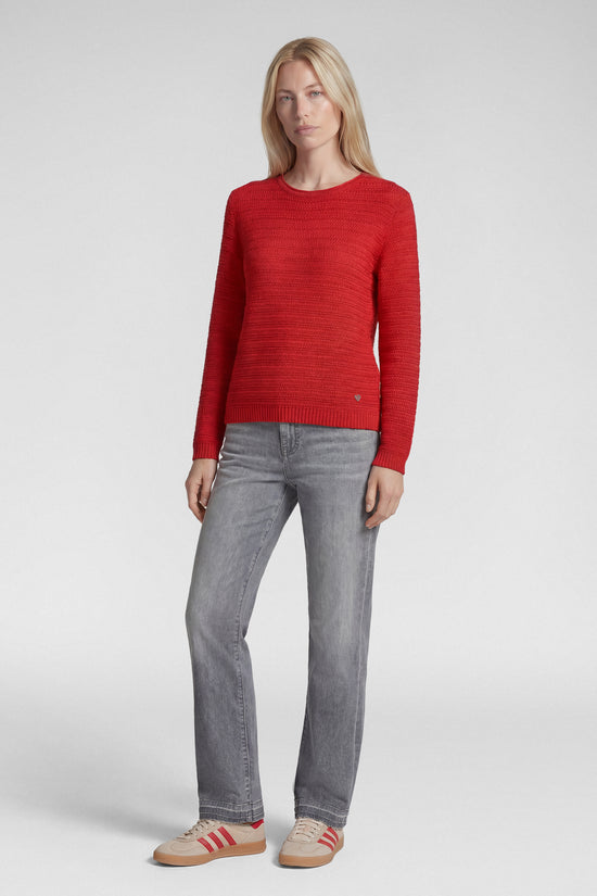 Rabe Chilli Red Cotton Blend Crew Neck Long Sleeve Sweater