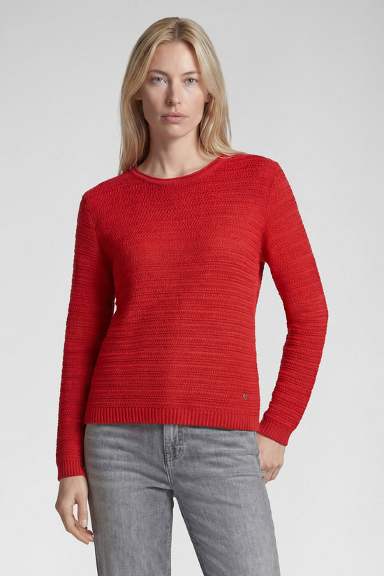 Rabe Chilli Red Cotton Blend Crew Neck Long Sleeve Sweater