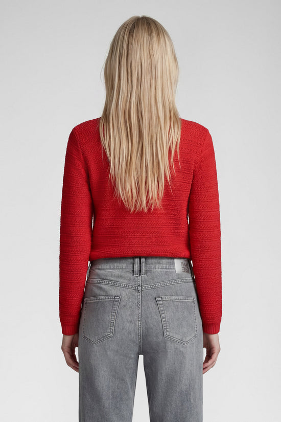 Rabe Chilli Red Cotton Blend Crew Neck Long Sleeve Sweater